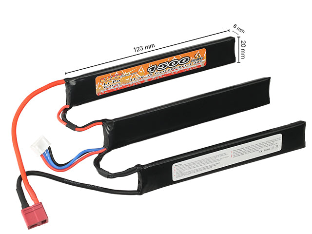 Batteri LiPo 1500mAh 11,1V 20/40C - T-stik