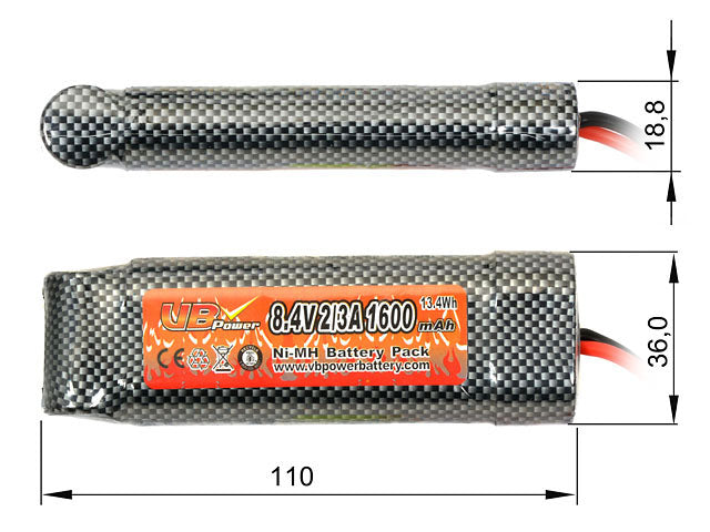 Batteri NiMH 1600mAh 8,4V - mini type