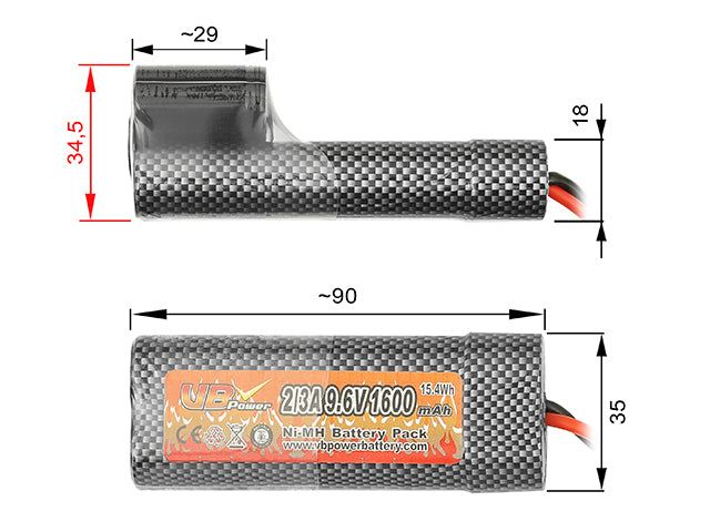 Batteri NiMH 1600mAh 9,6V til AUG/KU Serie
