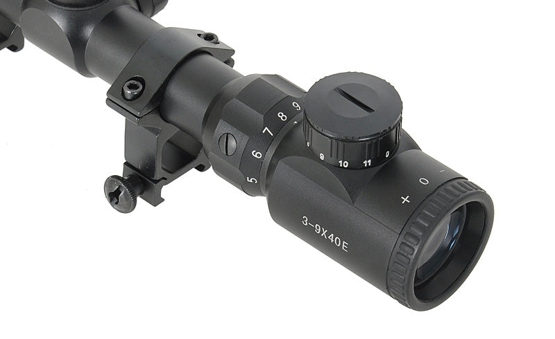 Scope 3-9x40E with high mounting rings