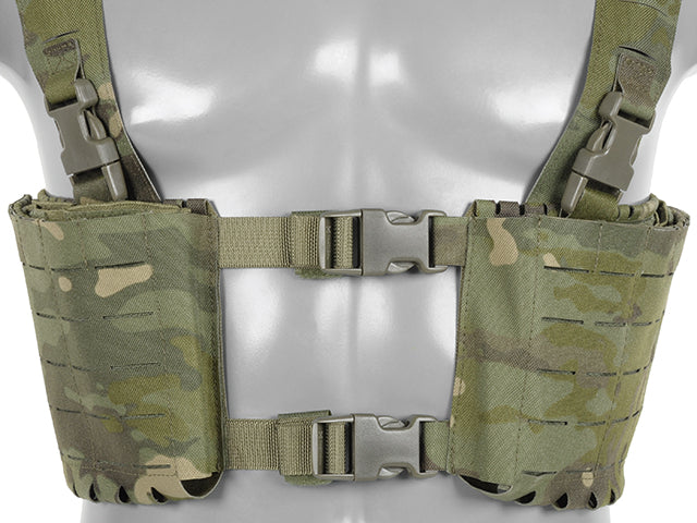 Chest Rig with Two Pouches for 6 AR / AK Magazines, Laser Cut - Multicamo Tropic