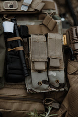 Double pouch for pistol magazines - multicamo