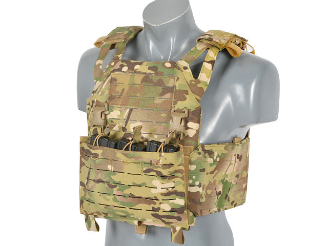 Laser-Cut “Buckle Up" Operator Plate Carrier with AR15/AK Magazine Pouch — Multicamo