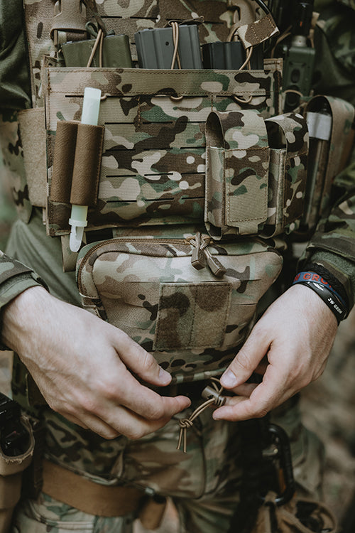 Lower utility pouch for accessories with shockcord retention, Laser Cut - Multicamo