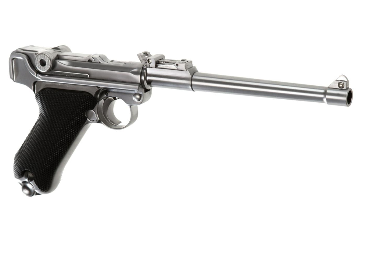 WE P08 8 Inch Full Metal GBB - Silver