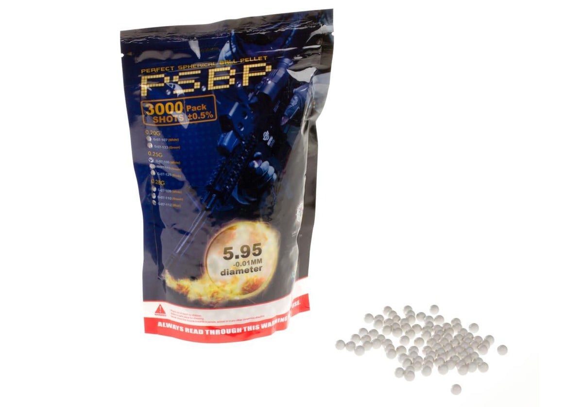 G&G 0.25g Perfect BBs 3000rds - Hvid