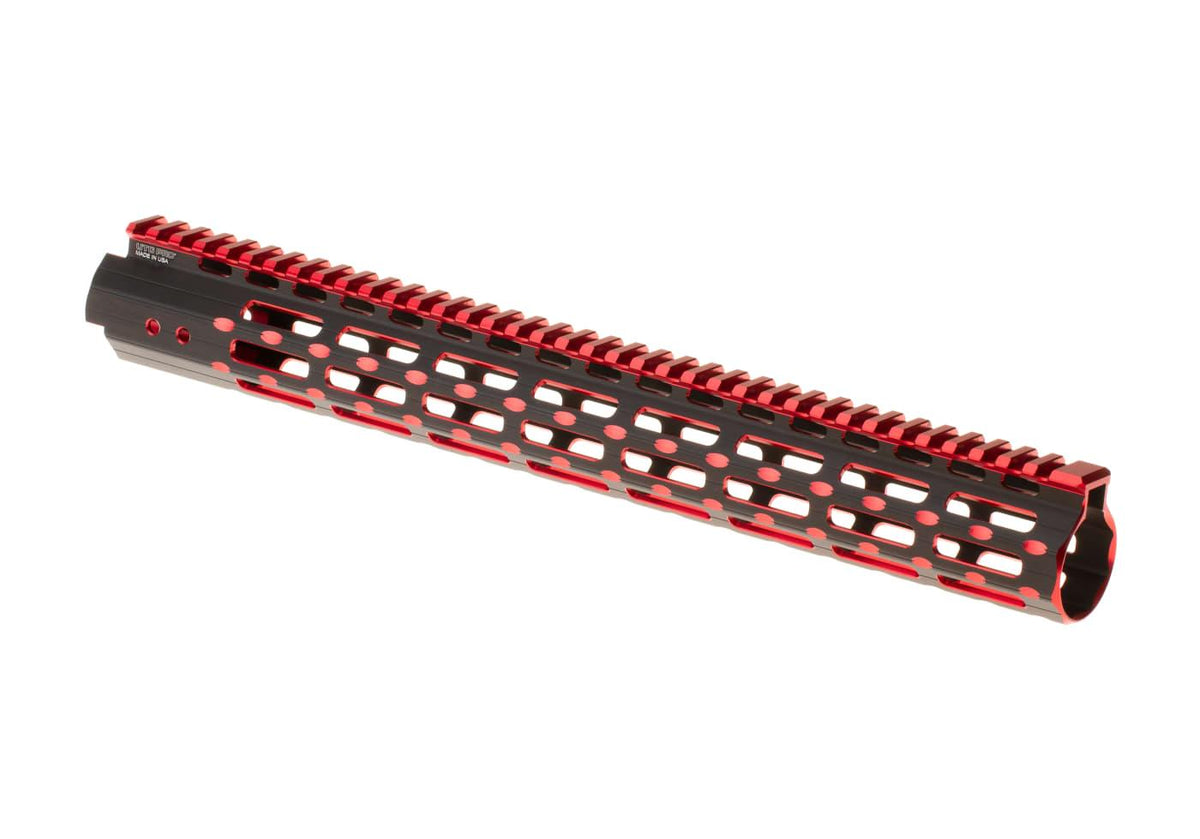 Leapers AR-15 15.3 Tommer Super Slim Free Float Forskæfte M-LOK - Sort/Rød