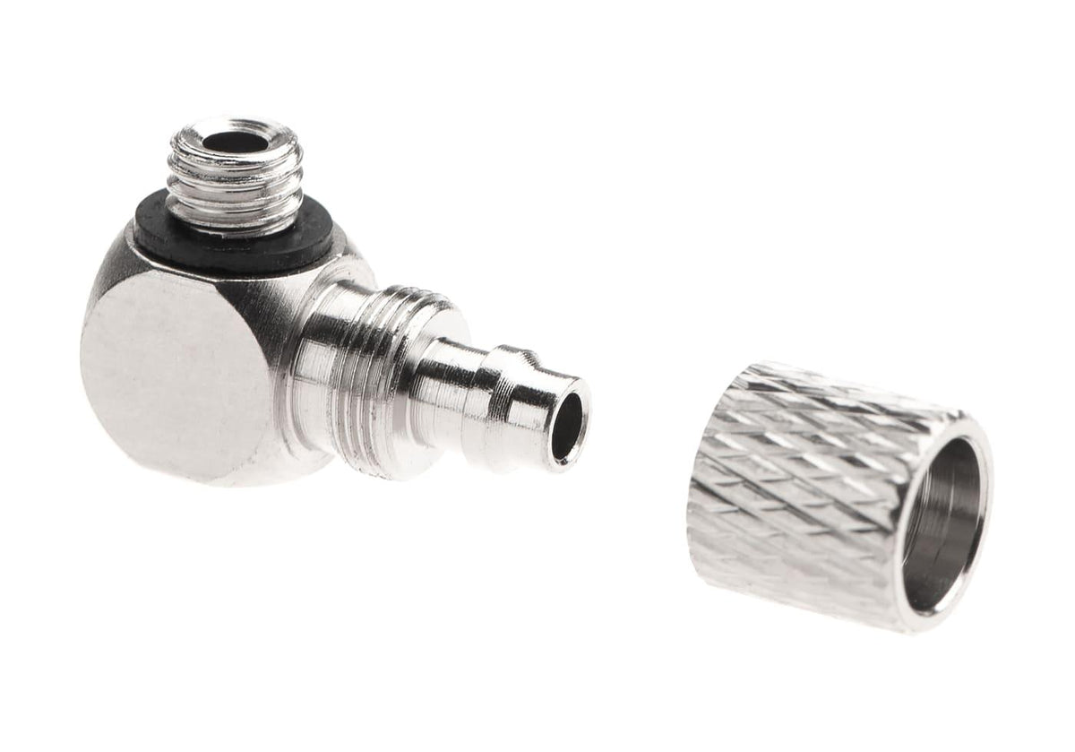 EpeS HPA 6mm Hose Coupling med Screwed Catch 90 Degree - Outer M5 Thread