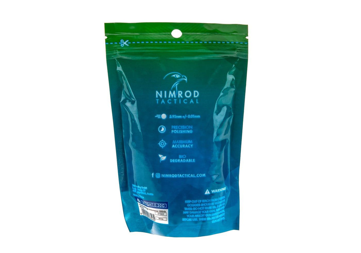 Nimrod 0.30g Bio BB High Performance 1000rds - Hvid