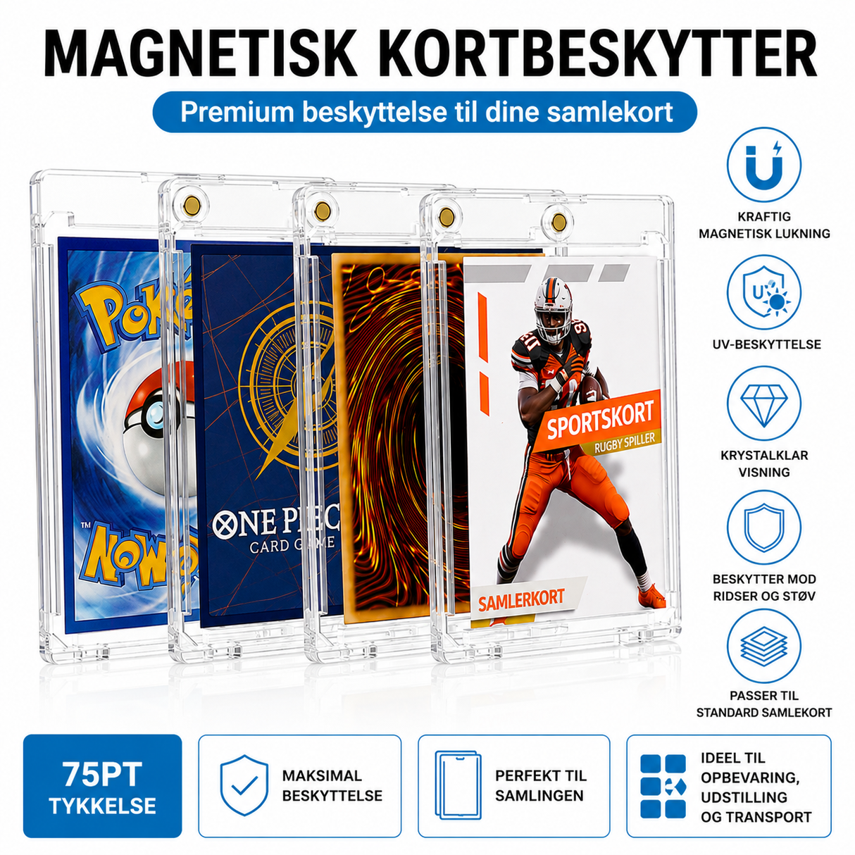 Magnetisk Hard Case til Pokémon Kort  UV Beskyttelse 75PT Premium Kortbeskytter