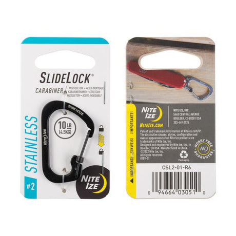 Slidelock Karabinhage Rustfri Stål, Sort