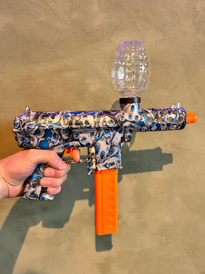 Splatter TEC9 Gel Blaster - Blå/Sølv Grafiti