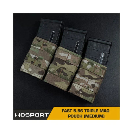 FAST Type Triple 5.56 Magasin pouch (Medium) Sort Multicam