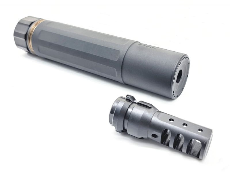Angry Gun DASM-S QD lyddæmper med flashhider, 14 mm CCW, sort