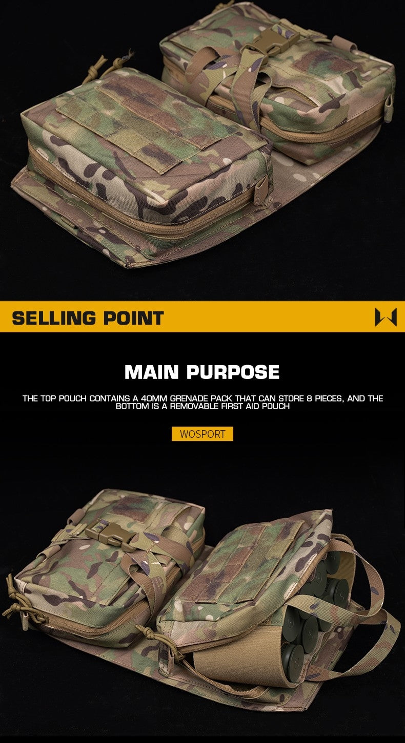 WoSporT WST SCARAB MOLLE-bagpanel med granat- og IFAK-lomme
