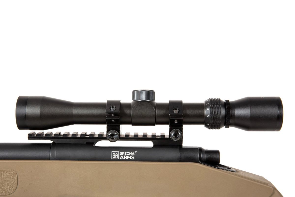 Specna Arms SA-S03 CORE Sniper Riffel med Scope og Bipod Tan