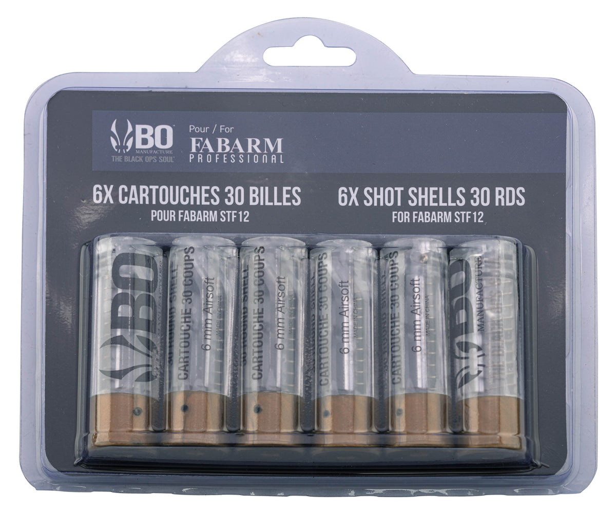 Pack of 6 cartridges for BO/FABARM clear airsoft shotgun