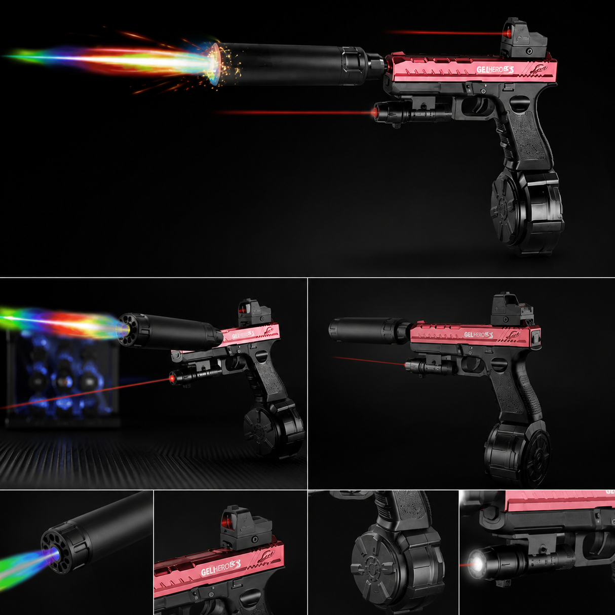 Gel Blaster GCOCK Fuldautomatisk m/Tracer - Sort/Rød
