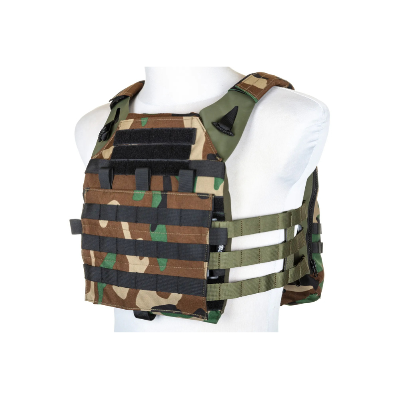 Specna Arms Tactical Plate Carrier type waistcoat with assault panel Woodland