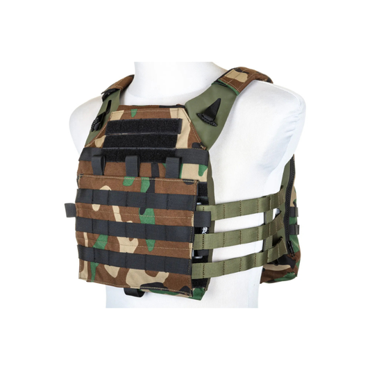 Specna Arms Tactical Plate Carrier type waistcoat with assault panel Woodland