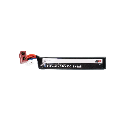 7.4V Li-Po Batteri 1300mAh 15C, Single Stick, T-Plug