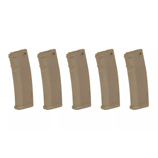 Sæt af 5 S-Mag Hi-Cap magasiner af 380 BBs - Tan