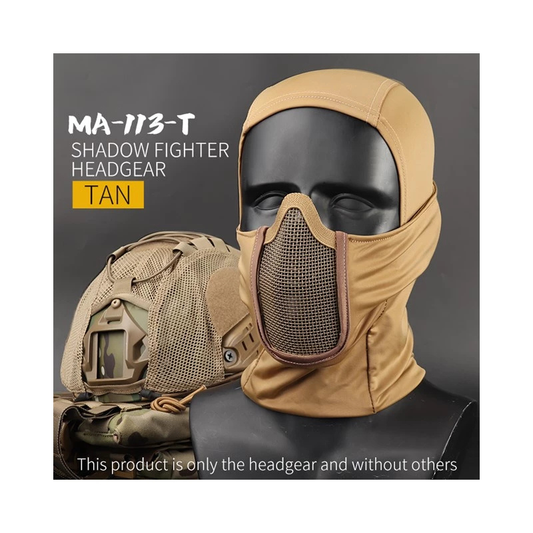 Shadow Balaclava med Steel Half Fighter Face Mask – Tan