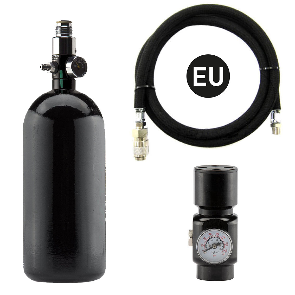 HPA pack 0.8L tank + FlakseRegulator + HPA regulator + EU Slange
