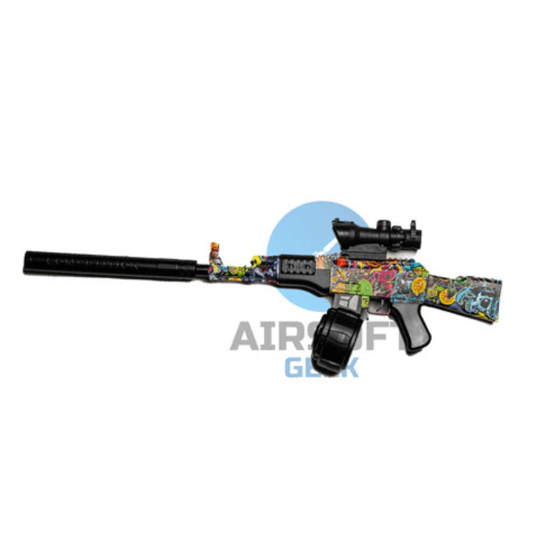 Splatter Mini AK47 Gel Blaster - Dødningehoved Grafiti