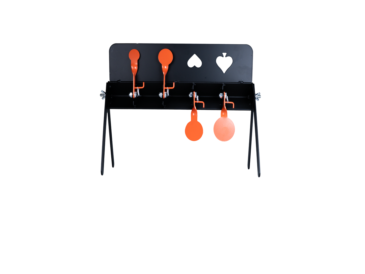 Target knockdown card game, 4 reactive targets with hit indicators