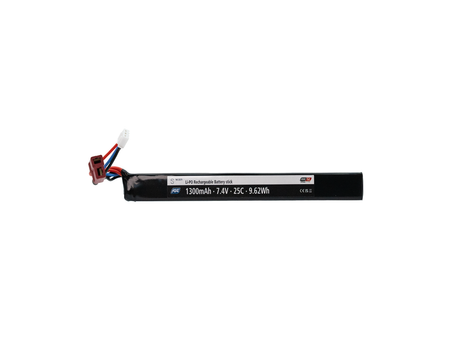 7.4V Li-Po Battery 1300mAh 25C, Single Stick, T-Plug