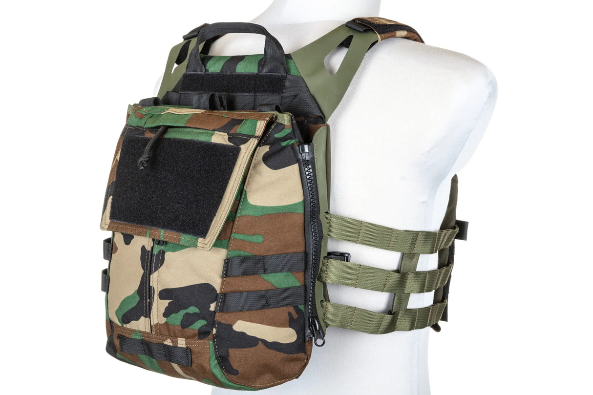 Specna Arms Tactical Plate Carrier type waistcoat with assault panel Woodland
