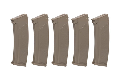 Sæt af 5 S-Mag Mid-cap magasiner til J series AK modeller - Tan