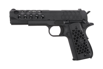 Ufattelig lækker og meget realistisk 1911 fra WE - meget flot og detaljeret HEX mønster udført over Airsoft pistolen. Airsoftgeek.dk tilbyder gratis levering til hele Danmark (Minimum 400 kr) Stort udvalg af Airsoft, Hardball og Softguns til Danmarks billigste priser og omgående levering! 