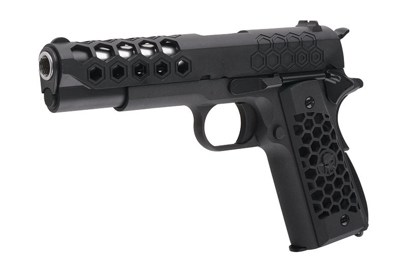 Ufattelig lækker og meget realistisk 1911 fra WE - meget flot og detaljeret HEX mønster udført over Airsoft pistolen. Airsoftgeek.dk tilbyder gratis levering til hele Danmark (Minimum 400 kr) Stort udvalg af Airsoft, Hardball og Softguns til Danmarks billigste priser og omgående levering! 
