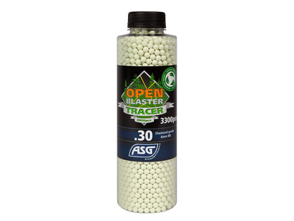 OPEN BLASTER, 0.30G, AIRSOFT TRACER BIO BB, 3300 PCS. BOTTLE