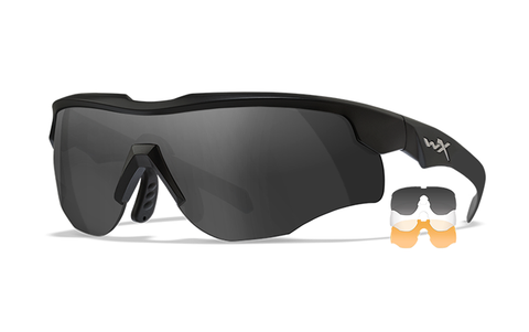 WX ROGUE COMM, Matt Black Frame, Grey/Clear/Clear Orange Lens