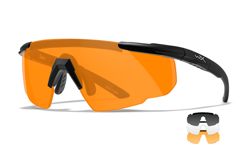 SABER ADVANCED - Mat Sort Stel, Grå/Klar/Klar Orange Linse