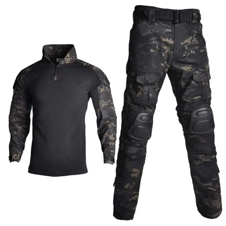 Militær bukser og combat shirt sort multicam med lommer | Airsoftgeek