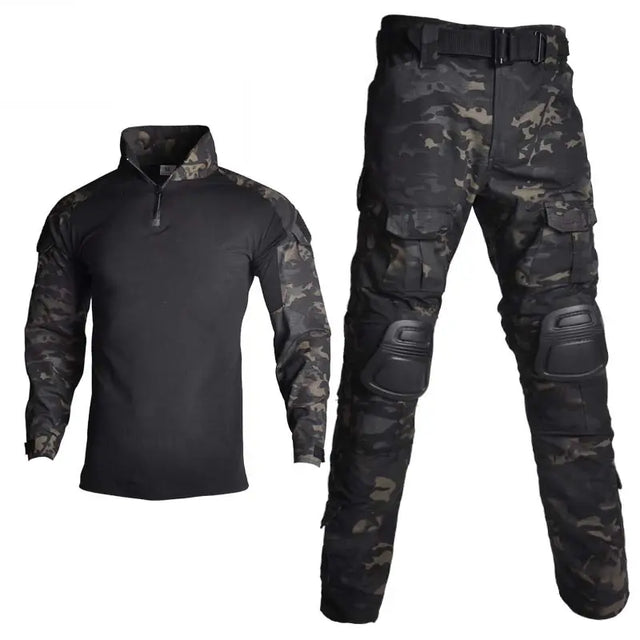 Militær bukser og combat shirt sort multicam med lommer | Airsoftgeek