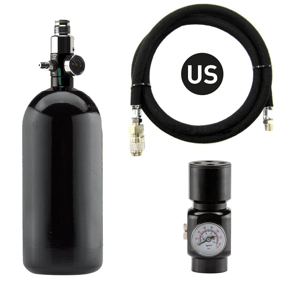 HPA pack 0.8L tank + FlakseRegulator + HPA regulator + US Slange