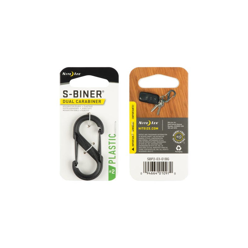 S-BINER® PLASTIK DUAL Karabinhage, SORT - STØRRELSE 2